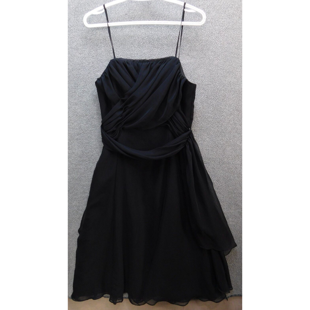 WTOO by Watters & Watters Sz 2 Black Cocktail Dress Straps Cocktail Evening
